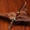 Cross Shape Jesus Statue Keychain Pure Copper Chapel Hanging Ornaments  Car Keychain