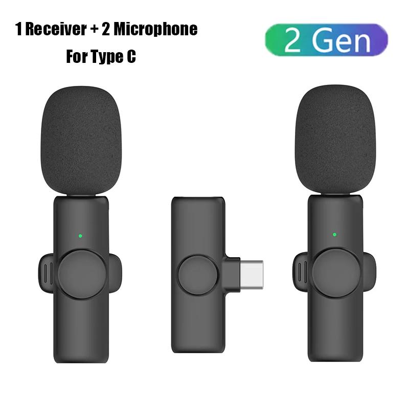 Wireless Lavalier Microphone - Noise Cancelling Lapel Mic for iPhone Android PC, Recording/Streaming/Interview (USB-C/Lightning)
