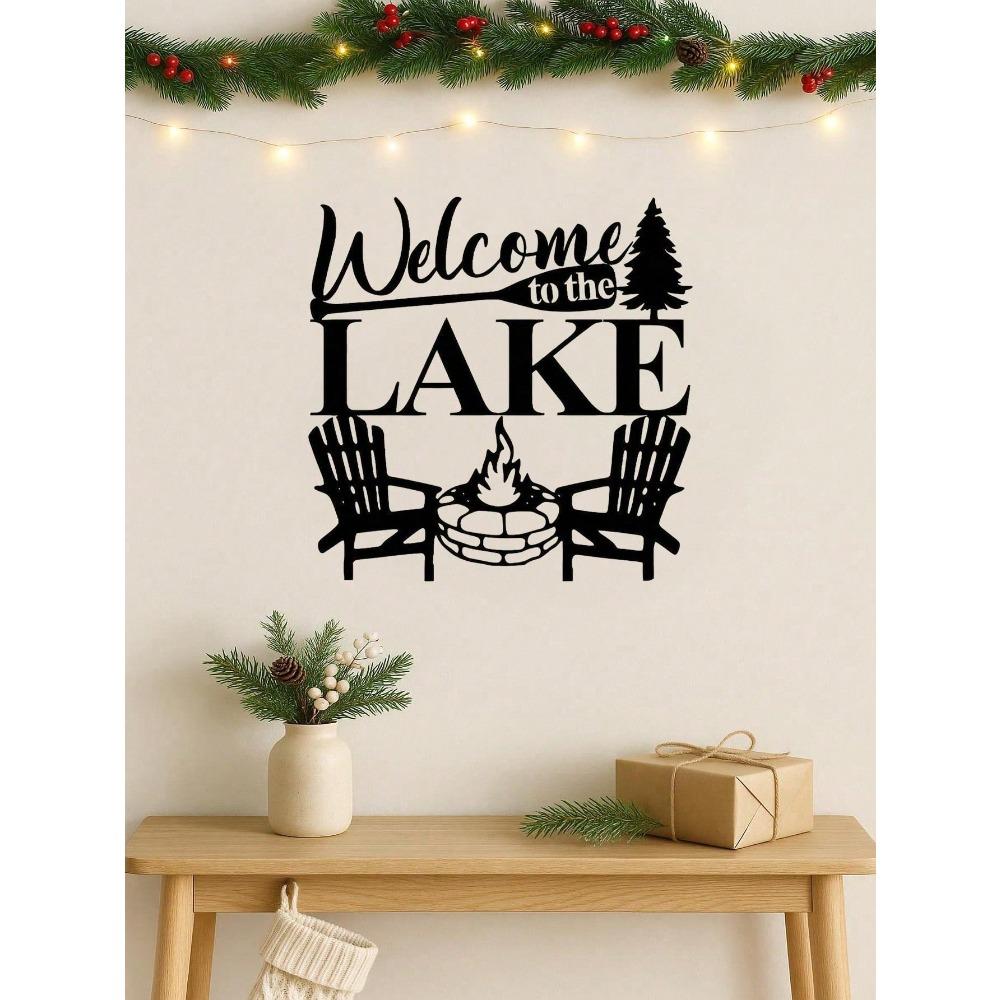 Lake Abstract Metal Wall Art Halloween Christmas Decor Waterproof Rustproof Modern Home Office Gift