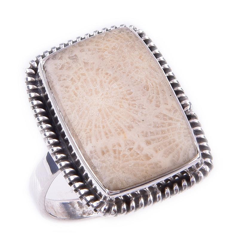 Pierre Précieuse Corail Fossile Naturel Fait Main Argent Sterling Massif 925 Bague T.8 T5O96