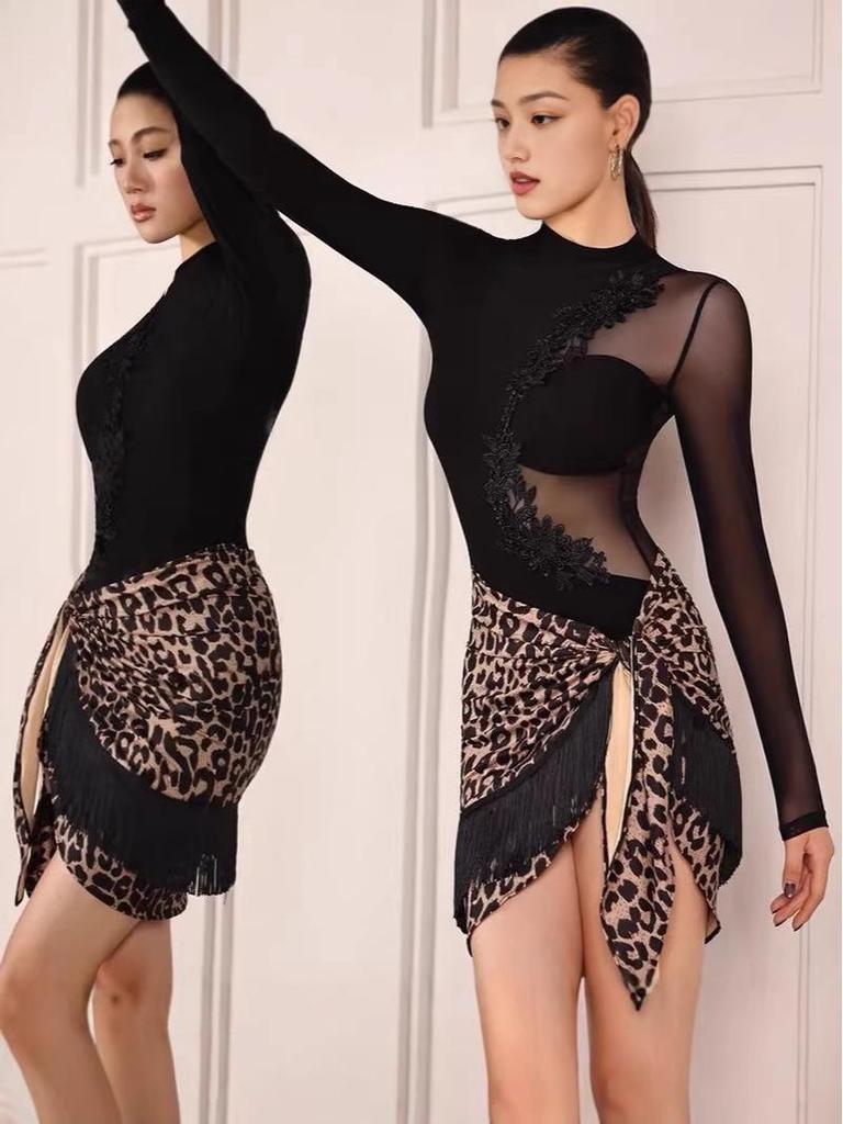 2025 Women's Latin Dance Skirt with Straps & Tassels – Hip-Hugging Dancewear Scarf