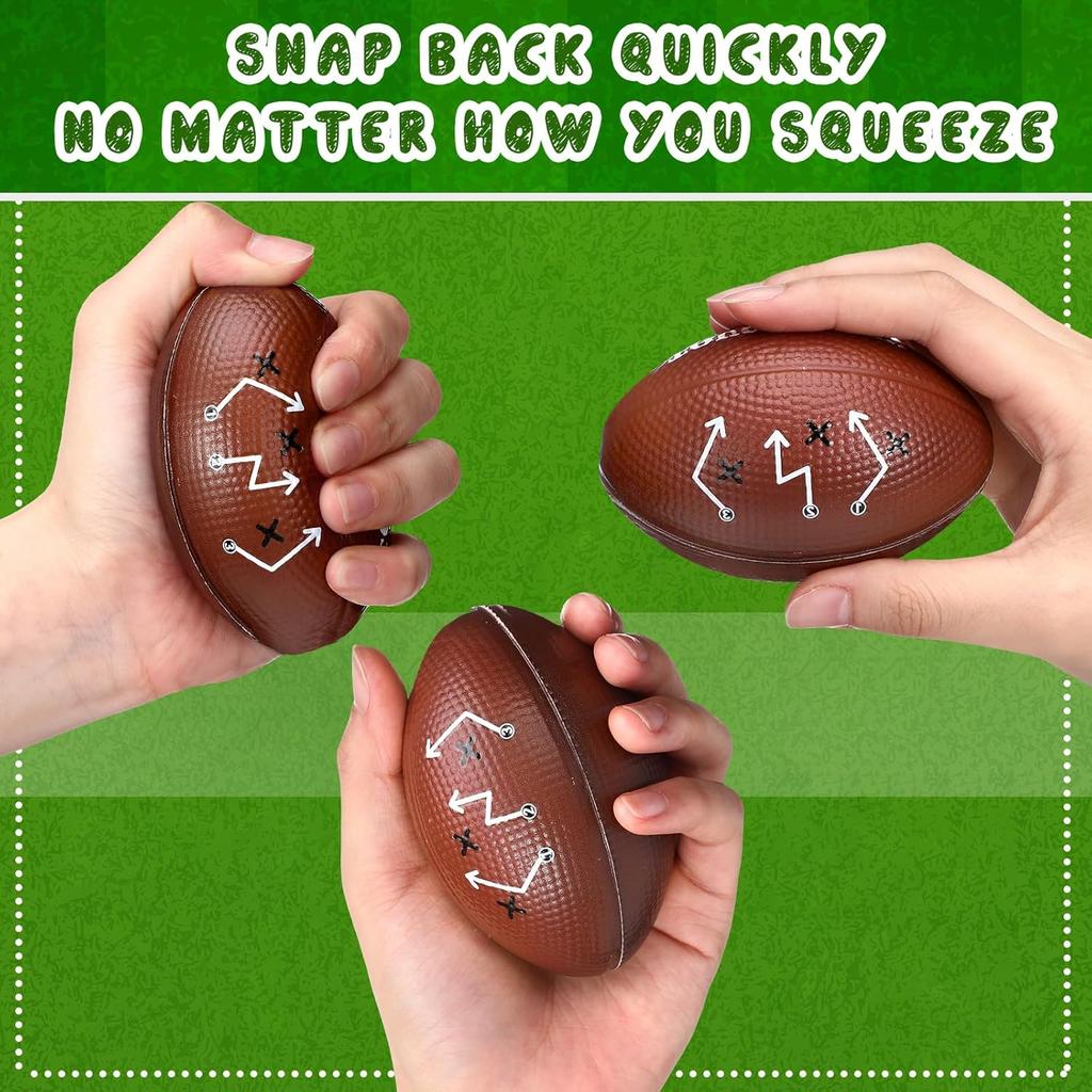 Meooeck 24 Pcs 4" Touchdown Printed Foam Mini Football Stress Balls Sport Balls Footballs Party Favors Foam Sports Balls for Football Party Supplies