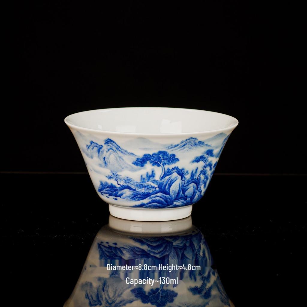 Hand-painted Blue and White Jingdezhen Ceramic Tea Cup - Landscape Design