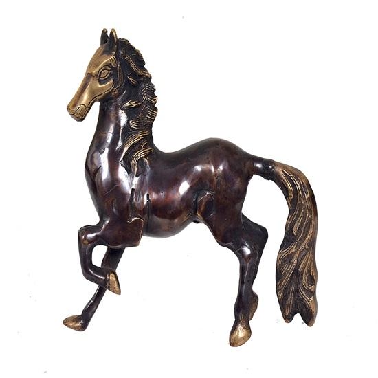 Showpiece for Home Decor, Antique Home Decor Horse Brass Metal Sculpture, Horse Brass Statue for Home Decor, Animal Figurine Decorative Item 21.59 Cm