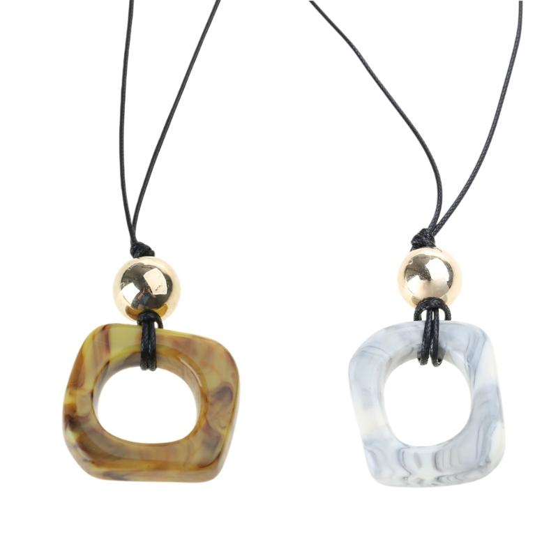 Handmade Wood Tribal Pendant Necklace Unique Resin Necklace Long Rope Necklace Suitable for Men and Women Present