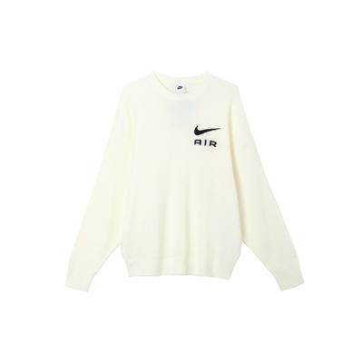 Nike Logotipo de Letra Cuello Redondo Casual Suelto Deportivo Manga Larga Suéter de Punto Hombre suéter Blanco FB7726-133