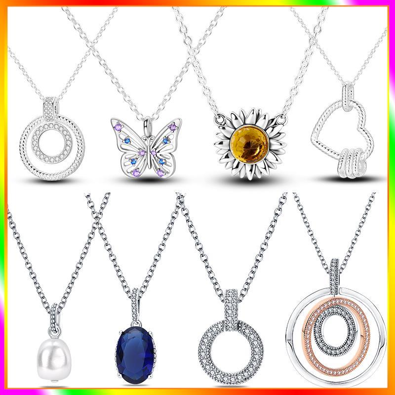 

Оригинальное 100% 925 пробы стерлингового серебра ожерелье для женщин круглый кулон блестящий паве кубический цирконий ожерелье модные украшения на день рождения подарок