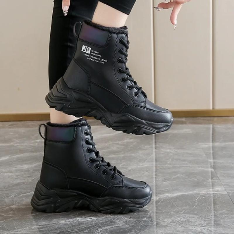 Plush Women's Snow Boots Fashion High-top Cotton Shoes Ladies Waterproof Warm Outdoor Walking Shoes Anti-slip Boots