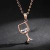 Gold Color Creative Wine Glass Pendant Necklace Zircon Crystal Wine Cup Pendants Women Chokers Clavicle Chains Neck Jewelry Gift