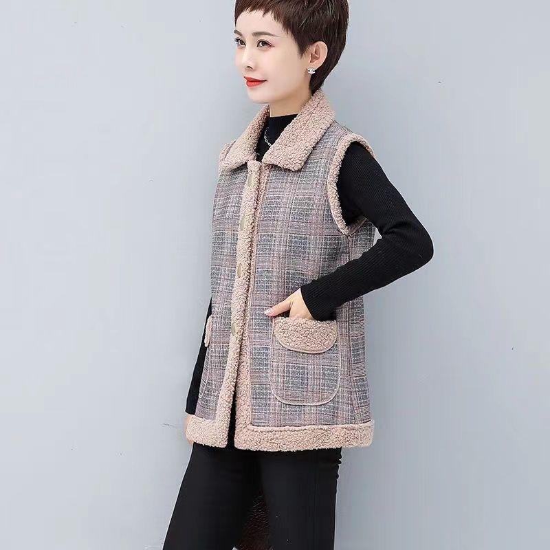 Autumn and Winter Thick Vest Women's Versatile Loose Plus Size Vest Women's Warm Shoulder