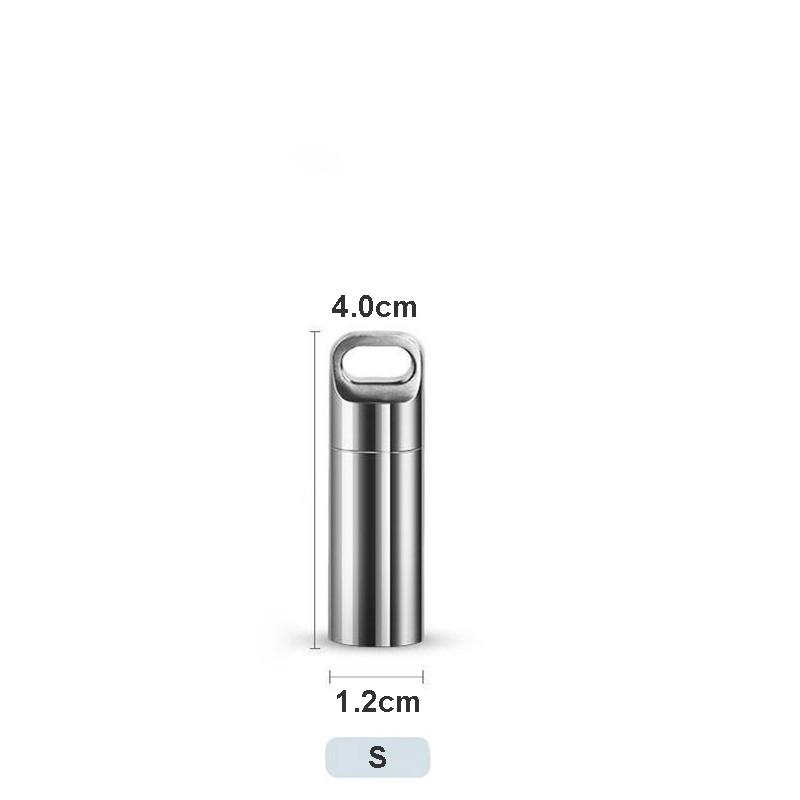 Portable Waterproof Emergency Capsule Seal Bottle Stainless Steel Outdoor Camping EDC Survival Mini Sealed Capsule Pill Tank S Size Bottle