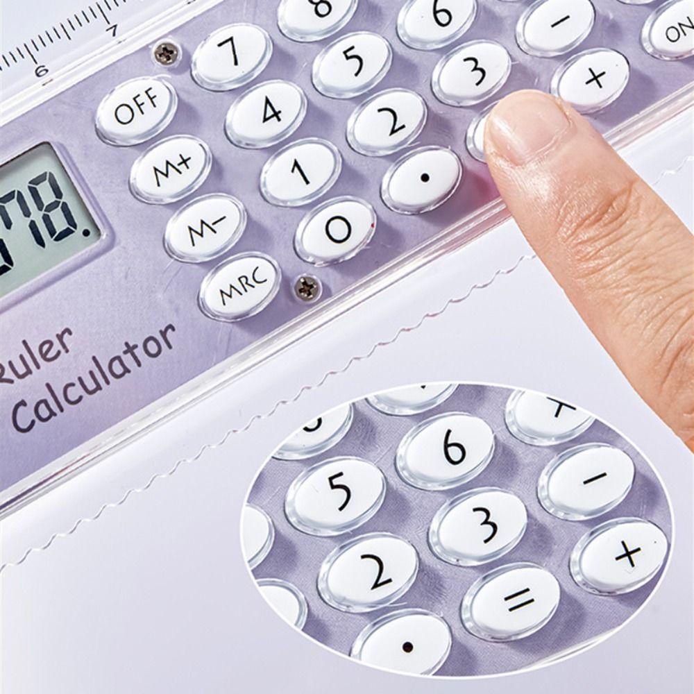 Durable 3-in-1 Ruler With Protractor Clear Multi-function Ruler 15cm Calculator Ruler School Office