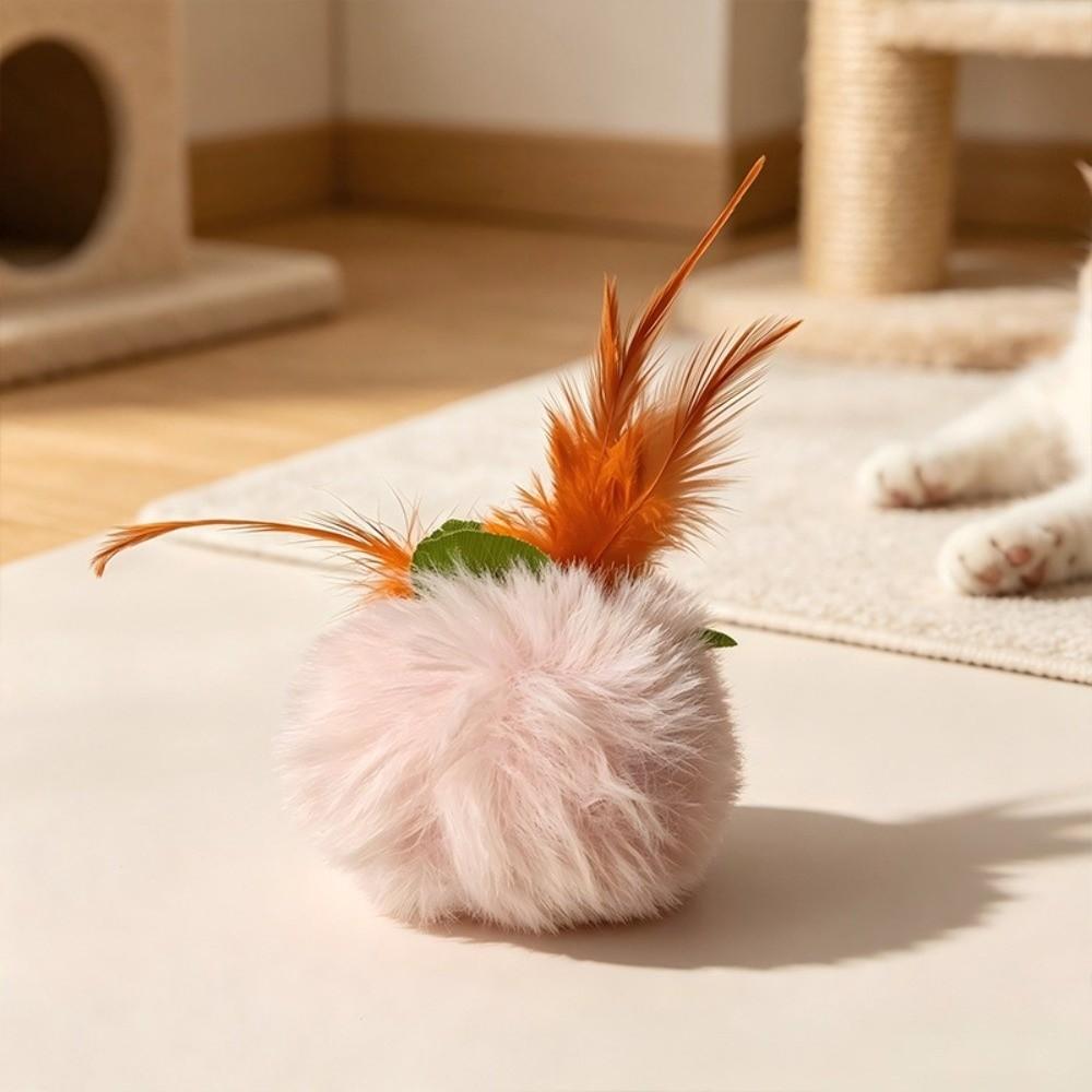 With Feather Cat Toy Persimmon-Shaped Interactive Chasing Pet Toy Portable Pet Toy Cats Kittens