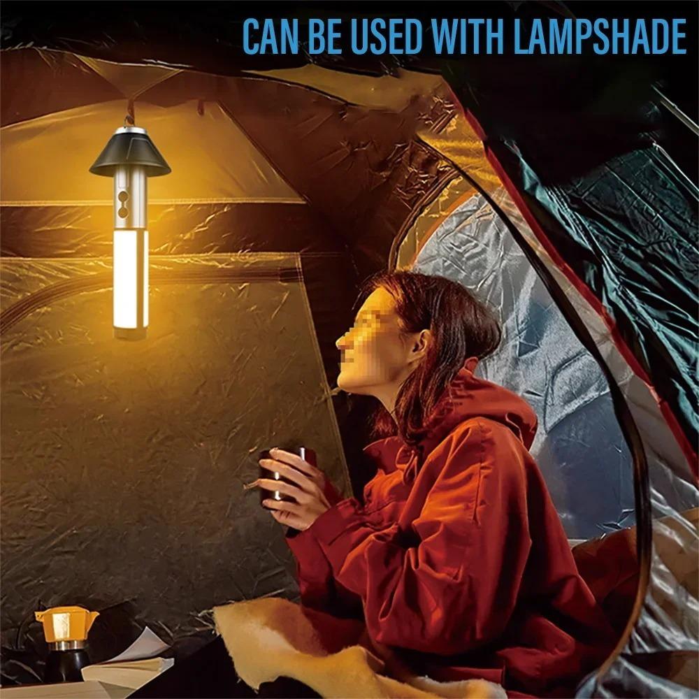 Multi-functional Camping Light 2 in 1 USB Rechargeable Camping Lantern\Flashlight with Hook Outdoor Emergency Camping Lamp