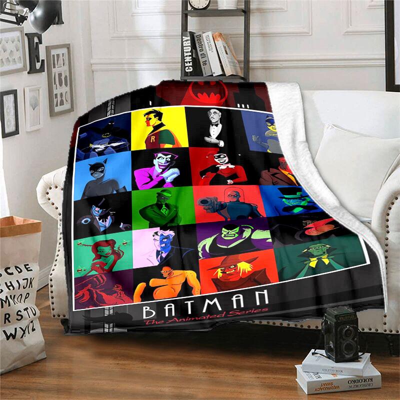 1pc Batman: The Animated Series Characters Cartoon Blanket,Portable Throw for Travel & Camping, All Season Cozy Blanket,Ideal Gift