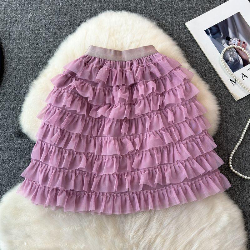 

Black Cake Dress Women s Small Skirt 2024 Spring/Summer New A- line Skirt Mid-Length Mesh Dress Pettiskirt Purple One size