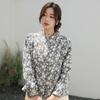 Johnature Women Vintage Shirts Tops Print Floral Stand Long Sleeve Autumn Blouses Button Shirts