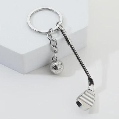 Portachiavi con ciondolo a forma di pallina da golf interamente in metallo - Accessorio in miniatura a tema sportivo