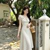 French Polka Dot Bubble Sleeve Dress Women's Summer Seaside Vacation Gentle Wind Waist Temperament Beautiful Small Skirt