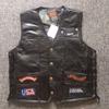 Men's Classic Lambskin Leather Motorcycle Vest with 14 Embroidered Badges