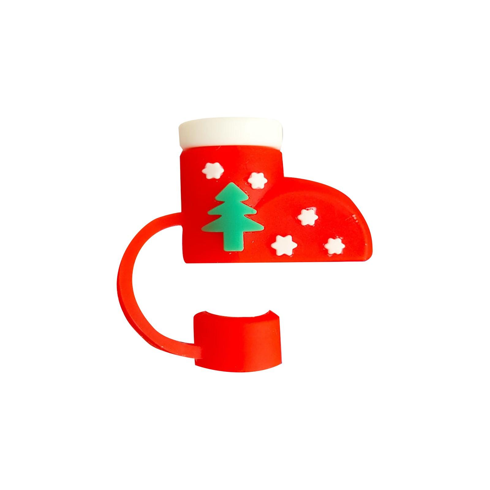 

10 мм 3D рождественский чехол для соломинки силиконовый чехол для соломинки 10 мм 0,4 дюйма пыленепроницаемые многоразовые крышки для соломинок One Size