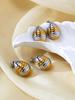 1 Pair Of New Trendy Fashion Gold Steel Colour With Half Round Ball Stainless Steel 18K Gold Plated Earrings Women'S Jewellery