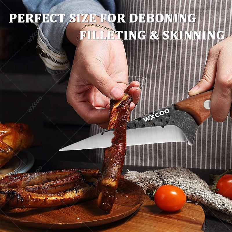 WXCOO Hand Forged Boning Knife Set High Carbon Clad Steel Meat Fish Fruit Cleaver Knife Professional Butcher Kitchen Chef Knives