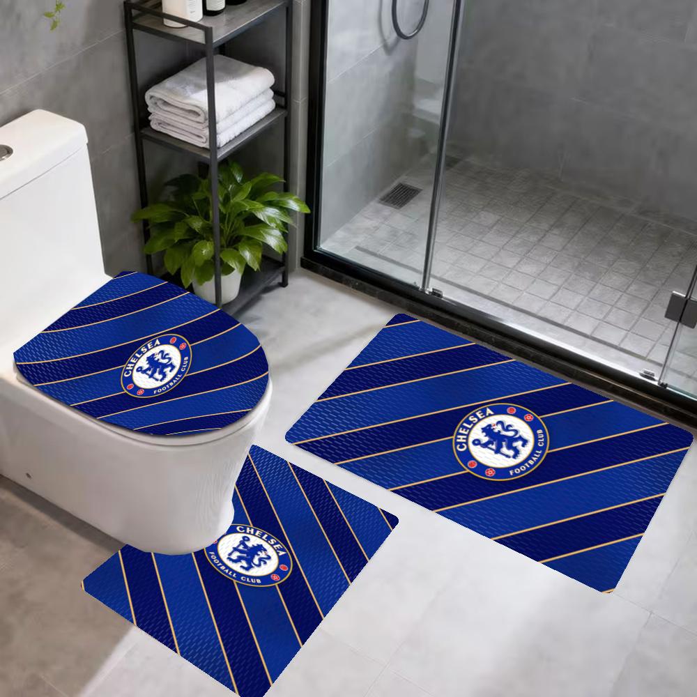 Chelsea 3Pcs Bathroom Mat Nonslip Floor Mat Set Toilet Lid Bathroom Mat Bathroom Absorbent Door Mat Decoration