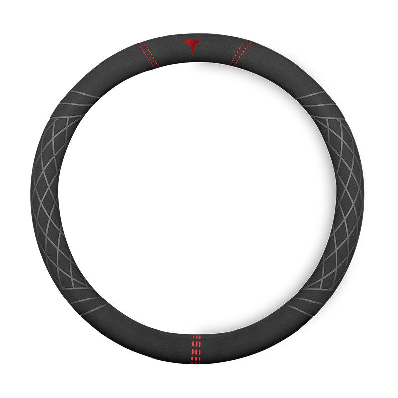 Tesla Model Y/3 Suede Steering Wheel Cover - Car-Specific Design