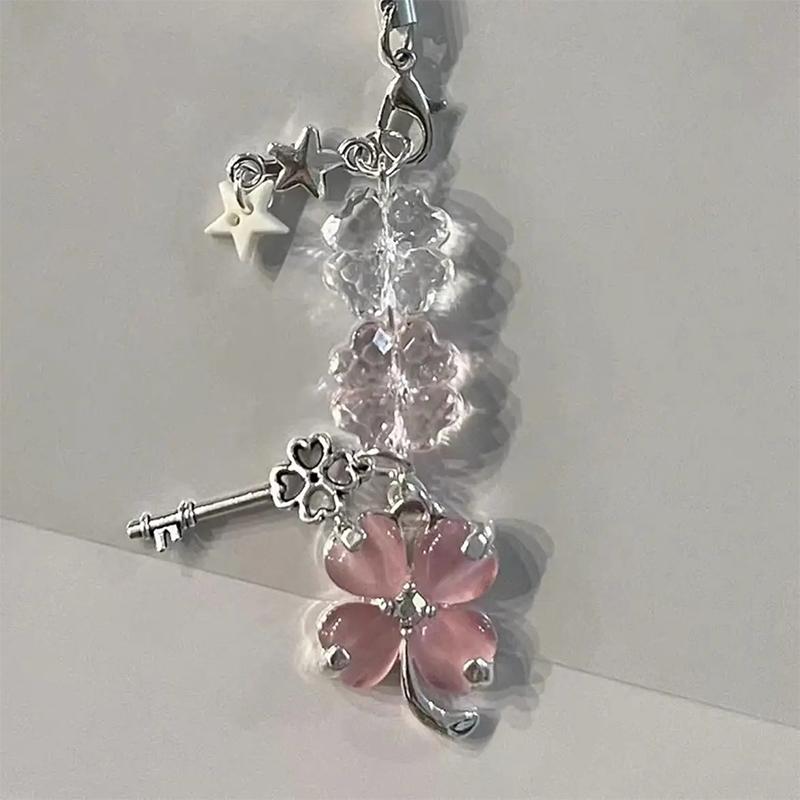 Exquisite Lucky Leaf Phone Pendant  Phone Chain Cute Four Leaf Clover Keychain Backpack Decoration Accessories Gifts