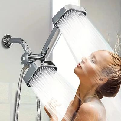 Square Shower Head Combo Explosion Proof Hose with Tee Water Separator Wall Mounted Shower Bathroom Set Shower Accessories