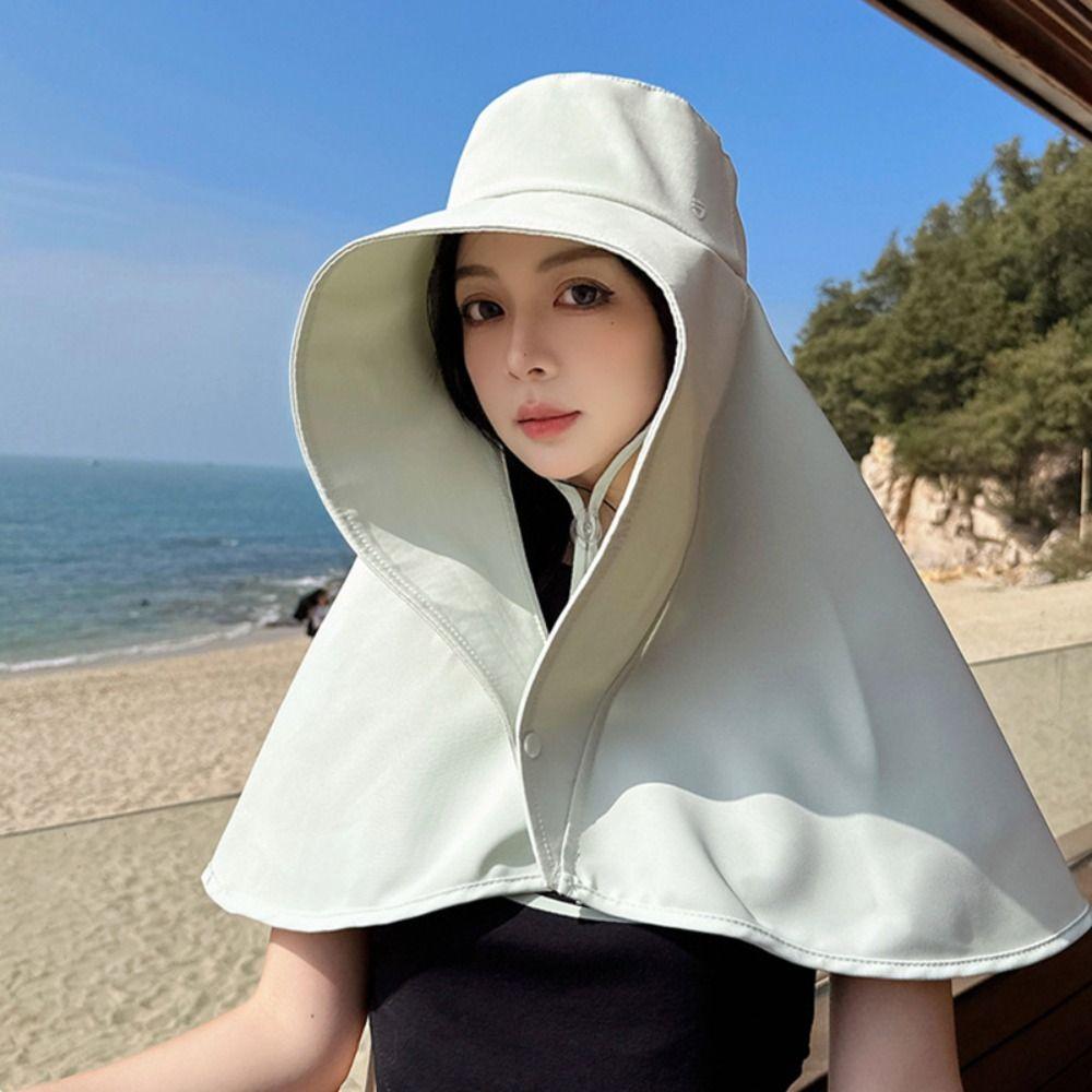 Wide-Brimmed Sunshade Sun Hat Full Face Sun Protection Neck Protection Cap Fashion Mask Hat  Travel