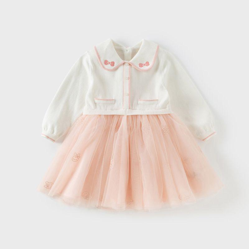 David Bella Kidsren s Sweater Dress 2026 New Style Mesh Princess Dress for Girls, Fashionable Spring Dress for Baby Girls Pink [Ready Stock] 110