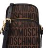 Moschino Gold Logo All Over Print Zipper Pocket Cotton Polyester Shoulder Crossbody Phone Bag Men bags Brown Black A81018268-1103