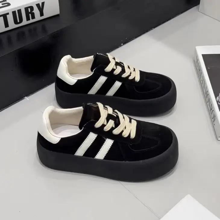 

Новый дизайн, модная повседневная обувь, уличные кроссовки на шнуровке для женщин, женская удобная универсальная спортивная обувь, вулканизированная обувь 35