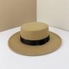 Top Hat British Black Flat Top Hat Hepburn Gentleman Jazz Hat Flat Brim Woolen Wide Brim Men'S And Women'S Hats