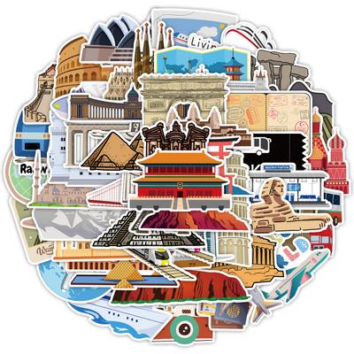 50 Famous Landmarks Travel Series Graffiti Stickers Water Cup Suitcase Waterproof Decorative Stickers Creative Stickers