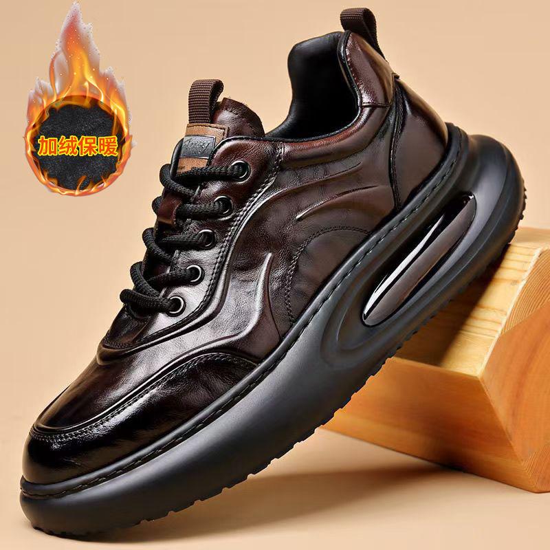 

Новые мужские туфли из кожи на толстой подошве для пап, суперпопулярные мужские туфли из коровьей кожи первого слоя, спортивная и любительская обувь для европейского рынка 44