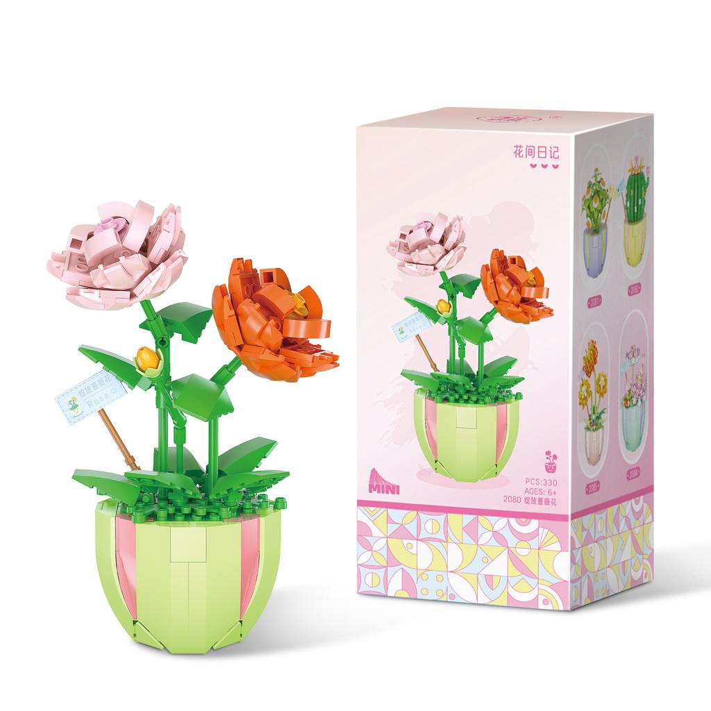Blumenstrauß Mini Bausteine Konstrukteur Sets Block Modell Puzzle Zusammenbau Steine DIY Heimdekoration Kinderspielzeug Geschenk