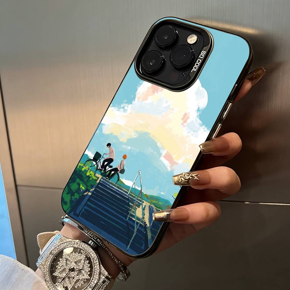 

Shonen anime-H-Haikyu Phone Case For iPhone 17,16,15,14,13,12,11 Plus Pro Max Colored Silver Phone Case iPhone15promax