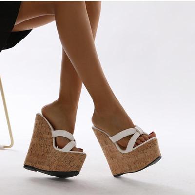 Zomer Super Hoge Hakken Sleehakken Dames Slippers Mode Open Teen Platform Sandalen Feestschoenen