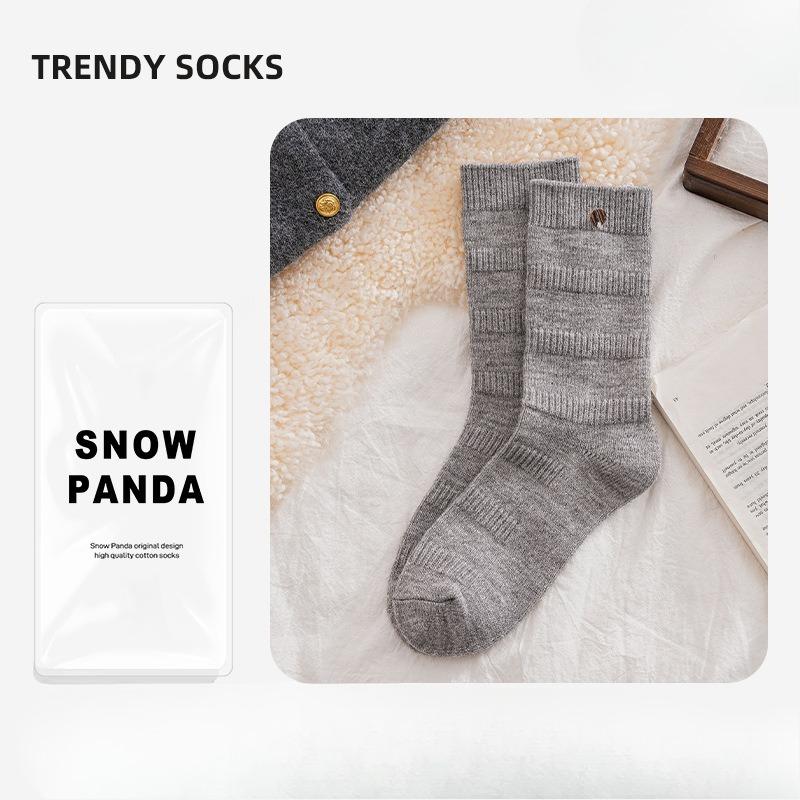 

Wool Socks - Winter and Autumn Warm Women s Socks, Mid-calf Socks, Thick Socks, Plain-colored Pile-up Socks, Women s Socks, Cashmere Socks 1 pair світло-сірий колір