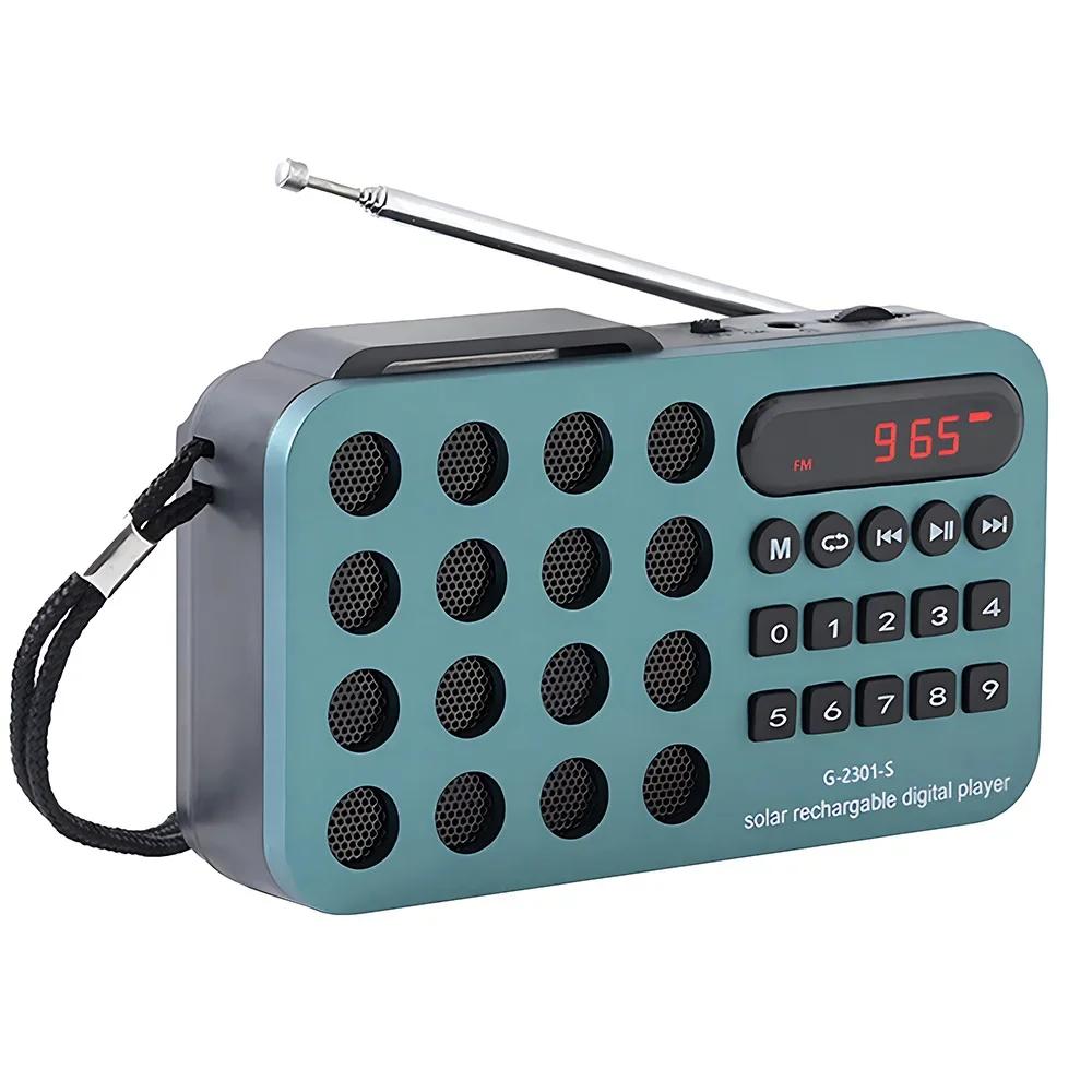 Portable Handheld Mini FM Radio, Solar Powered Charging Wireless Speaker USB Support TF Card Bluetooth FM Radio Receiver