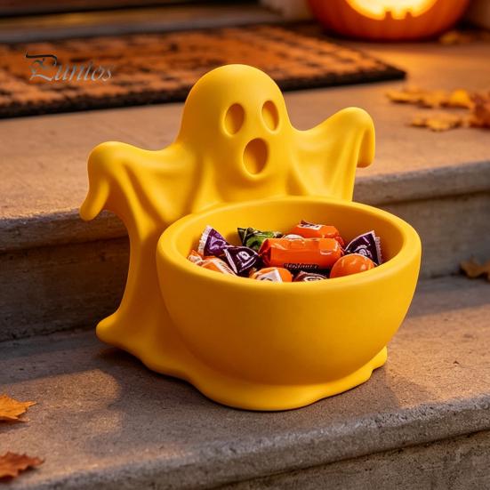 Functional Autumn Home Decor 3D Printed Ghost Candy Bowl for Halloween Party Decorations, Multi-functional Desktop Storage Organizer Trinkets