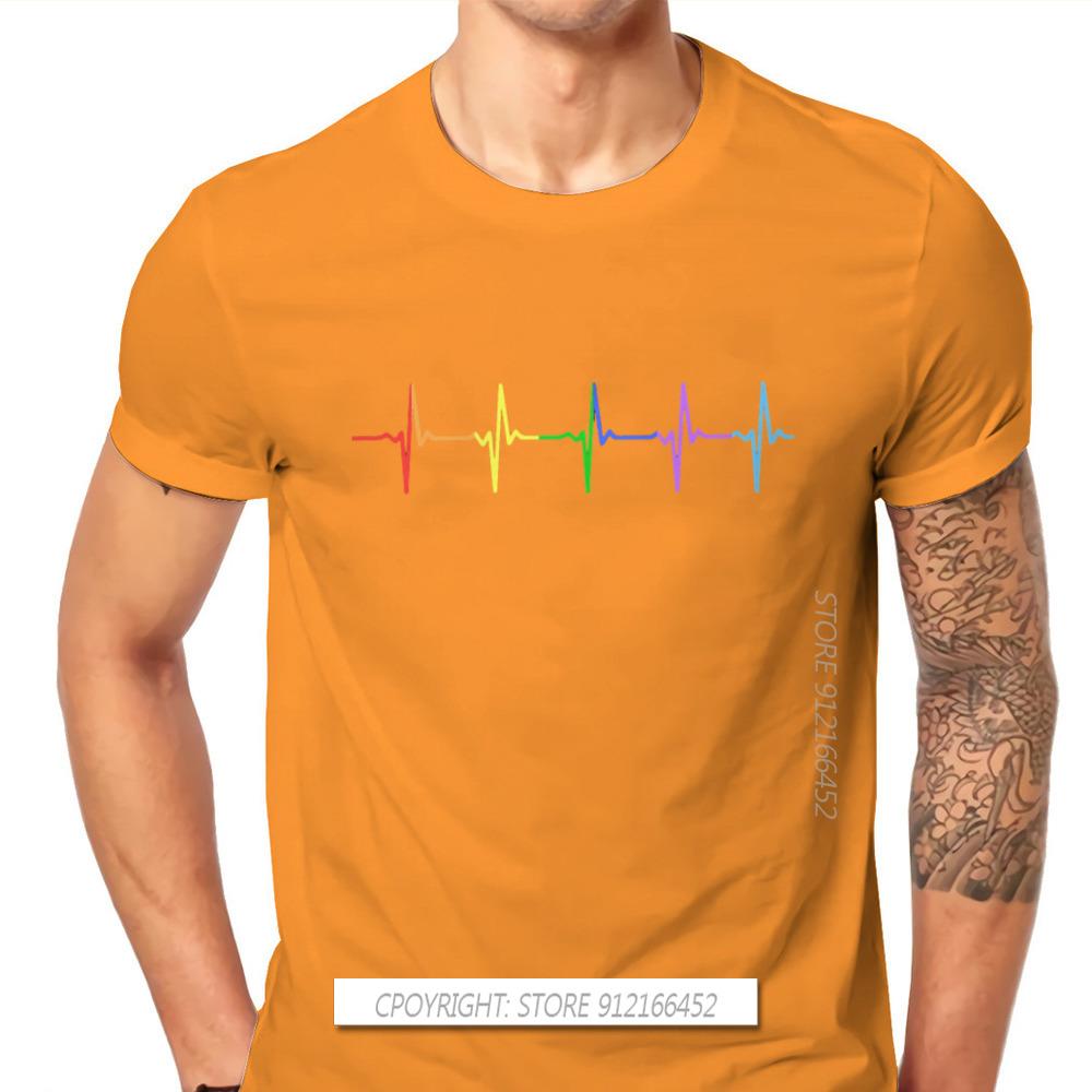 Rainbow Pulse Hearbeat Style TShirt LGBT Pride Month Lesbian Gay Bisexual Transgender Gift Clothes Basic T-Shirt Stuff