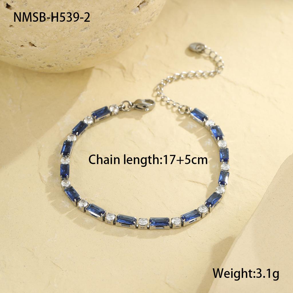 GEMCHIC Women's Stainless Steel Colorful Zircon Bracelet Fashion Luxury Versatile Jewelry for Everyday