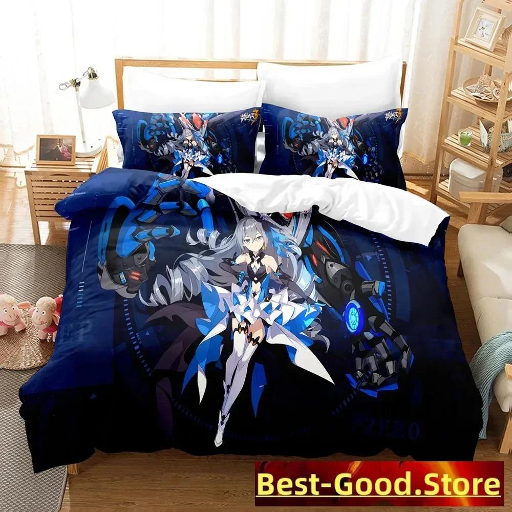 

Comforter Honkai Impact 3 Bedding Set Single Twin Full Queen King Size Game Anime Bed Set Aldult Kid Bedroom s 3D Print 013 Comforter (quilt)-EU Single(135*200cm)3pcs