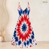 Women Plus Size Printed Two Piece Set Short Sleeve Draped Cardigan V Neck Strappy Flared Dress Navy Blue