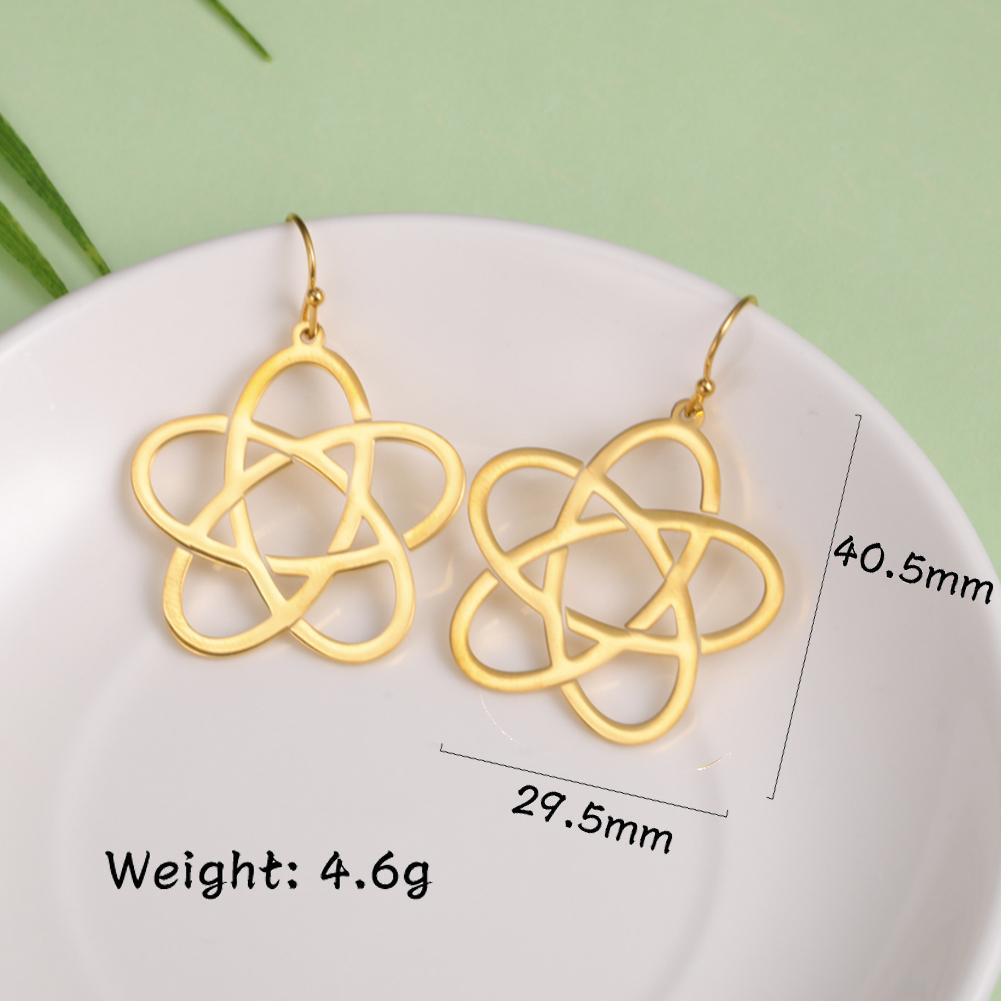 LIKGREAT Stainless Steel Celtic Infinity Knot Dangle Earrings for Women Lady Elegant Hook Charms Good Luck Jewelry New Year Gift