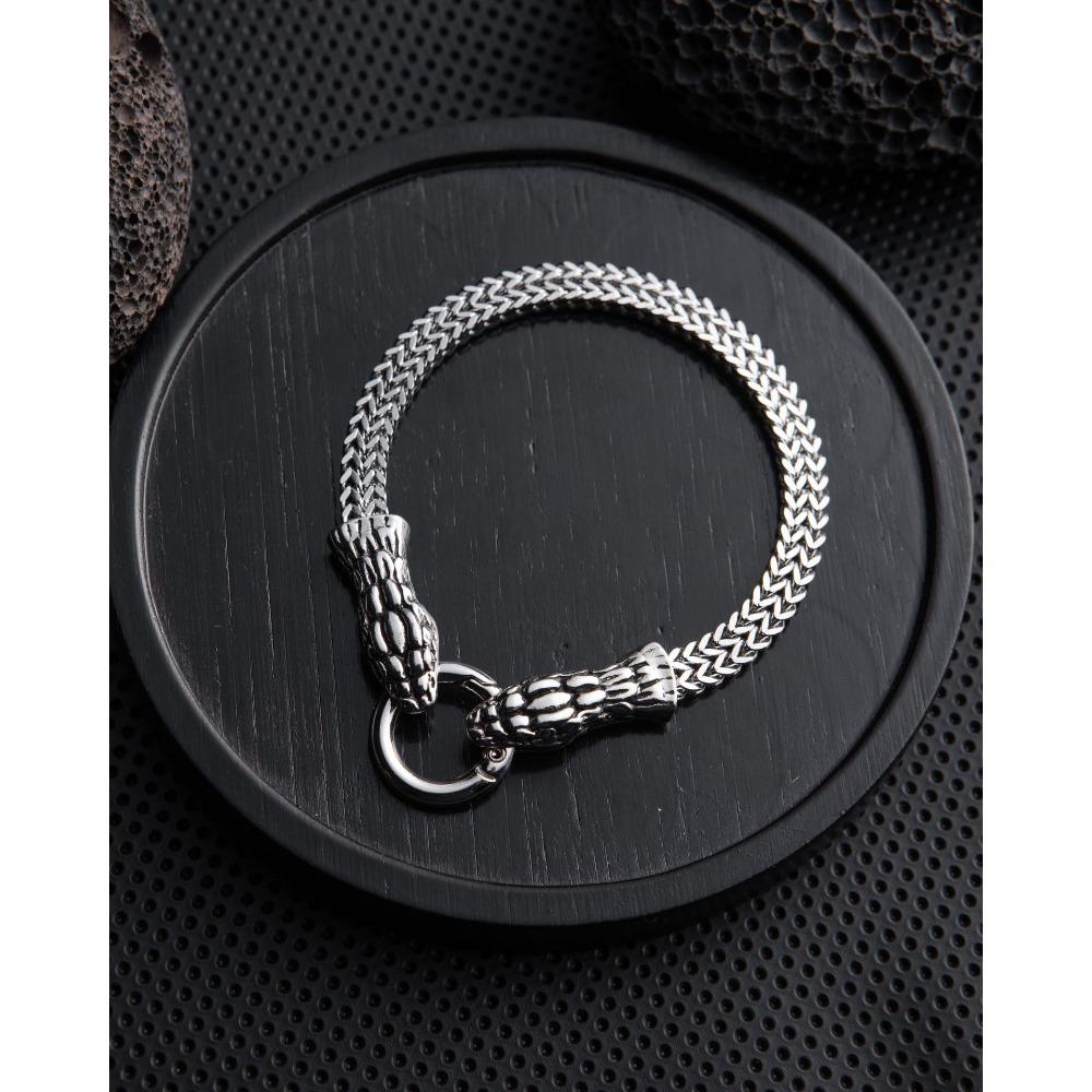 European and American Cross-border Popular Men's Bracelets, Retro Punk Style, Stainless Steel Snake Head, Beast Head, Skull, and Jewelry Do Not Fade.